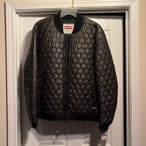 Levi’s Diamond Quilted Faux Leather Men’s Jacket- Brown XL